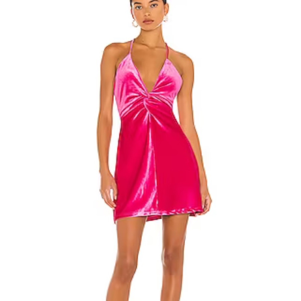 REVOLVE Velvet Mini Dress in Deep Pink